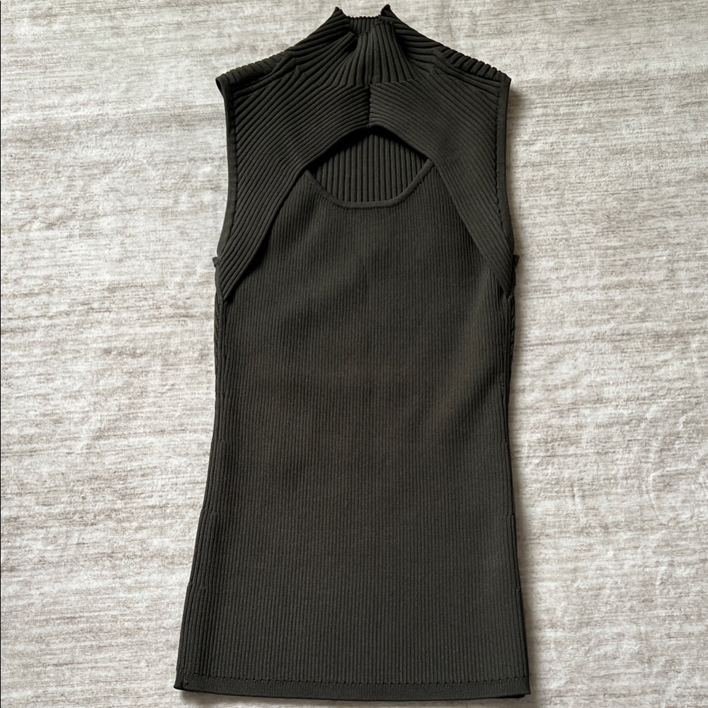 White House Black Market Olive Ribbed Top